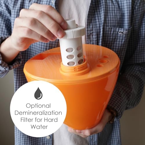 Crane Ultrasonic Cool Mist Humidifier for Bedroom, Baby Nursery, Kids Room, Plants, or Office, Large 1 Gallon Tank, Filter Optional, Orange - Image 6