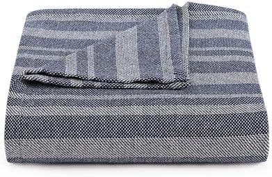 Tommy Hilfiger - Twin Cotton Blanket, Fade Resistant Yarn-Dyed Cotton Bedding, Medium Weight Soft Blanket, Ideal for Layering, Oeko-TEX Certified (Harbor Stripe Navy) by Unknown