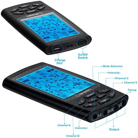 NueMedics Tens Unit with 4 Channel, EMS Muscle Stimulator for Pain Relief Therapy, 24 Massage Modes, Rechargeable, 12 Pads - Image 3