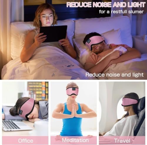 LC-dolida Sleep Mask with Bluetooth Headphones, Sleep Headphones Bluetooth Sleep Mask 3D Sleeping Headphones for Side Sleepers Best Gift and Travel Essential - Image 6