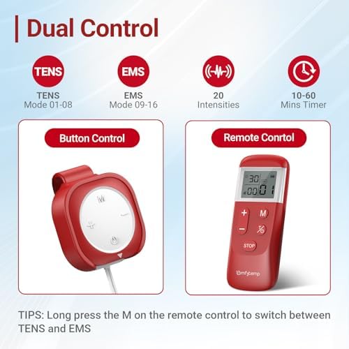 Comfytemp Wireless TENS Unit for Back Pain Relief, 2-in-1 TENS EMS Muscle Stimulator with Detachable Back Clip for More Comfortable Reclining Use, Remote Control, Rechargeable, EMS Machine for Back - Image 6