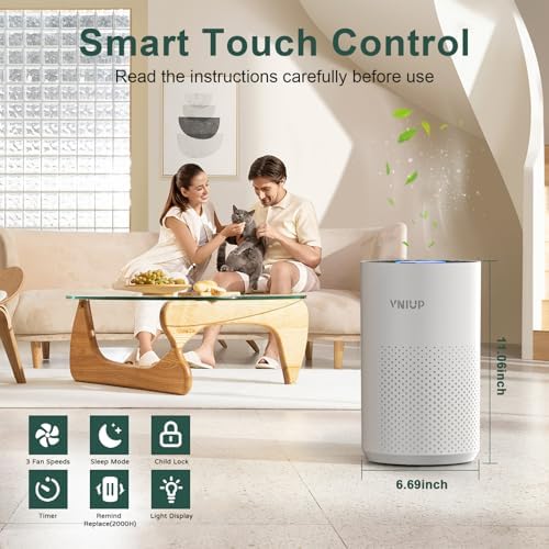 Air Purifiers for Bedroom Home up to 1350 ft² - Vniup H14 True Room Air Purifiers for Bedroom, with Fragrance Function Sleep Mode& Light Mode Air Cleaner for Pet Dander Odor Dust Smoke - Image 6
