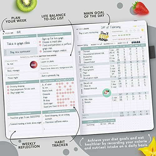 Clever Fox Wellness Planner & Food Journal for Weight Loss, A5 Silver Black - Image 4
