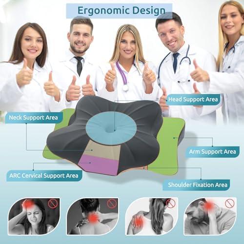 DONAMA Cervical Pillow for Neck and Shoulder Pain Relief, Cooling Contour Memory Foam Pillow, Dual-Height Ergonomic Neck Support Pillow for Side Back Stomach Sleepers with Removable Pillowcase - Image 3