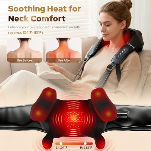 Shiatsu Neck Massager with Heat, Newly Tapping & Kneading Massage Machine for Neck Deep Tissue Relaxation, Portable Shoulder & Back Massager with 3 Speeds & Hands-Free Strap, Gifts for Men Women - Image 5