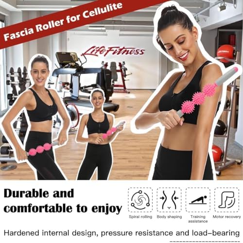 Cellulite Massager, Fascia Blaster for Cellulite, Muscle Roller Stick Lymphatic Drainage Massager for Relif Body Sorness, Trigger Points, Sports Legs, Back Recovery, Rose Red - Image 2