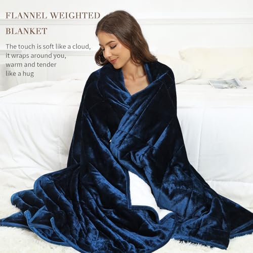 Alomidds Weighted Blanket Twin Size 15lbs 48x72 inches, Sherpa Weighted Blankets for Adults,Fluffy Warm Sherpa & Cozy Soft Flannel Snuggle Thick Heavy Blanket Great for Calming and Relax, Navy - Image 6