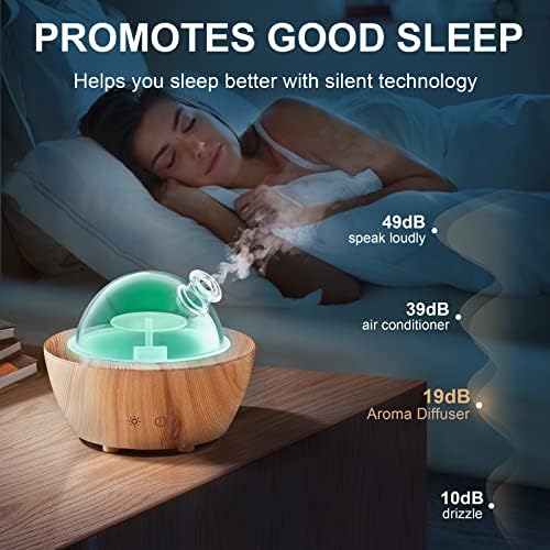 Glass Essential Oil Diffuser Wood Grain Base, 280ml Aromatherapy Diffusers Cool Mist Humidifier, LED Light in 7 Colors with Waterless Auto-Off Protection, for Office, Home, Yoga, Spa - Image 4