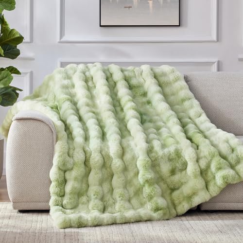 Anysay Faux Fur Throw Blanket,1000GSM Fluffy Soft Bubble Blanket 90''*104'' - Image 3