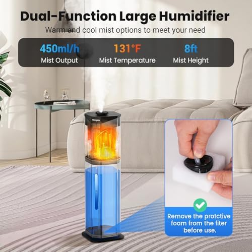 Humidifier for Large Room, 2.38Gal Cool & Warm Mist,Top Fill, 60H - Image 3