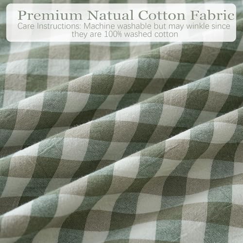 20x54 inches Green/White Plaid Ruffled Body Pillow Sham 1 Piece - Image 5