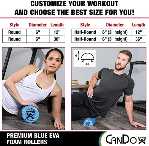 CanDo Blue Marble High Density EVA Foam Roller For Muscle Restoration, Massage Therapy, Sport Recovery, And Physical Therapy. 6" x 36", Half-Round (30-2210) - Image 6