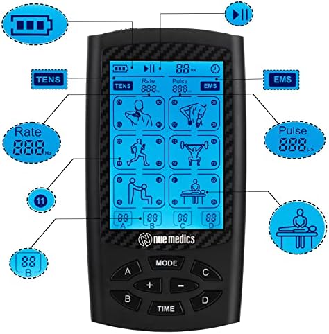 NueMedics Tens Unit with 4 Channel, EMS Muscle Stimulator for Pain Relief Therapy, 24 Massage Modes, Rechargeable, 12 Pads - Image 5