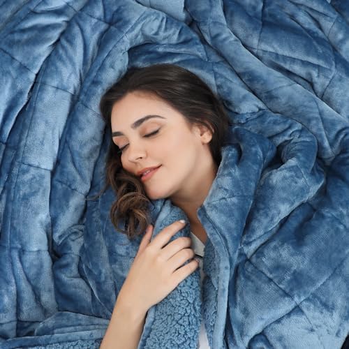 Aemicion Sherpa Weighted Blanket Queen Size 15lbs,Cozy Warm Heavy Blanket as Gifts for Women Men Adult,Soft Throw Blanket for Couch Sofa Bed,Slate Blue - Image 4