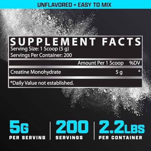 Nutrex Research Micronized Creatine Monohydrate Powder - 200 Servings (1KG) Pure, Unflavored Creatine Monohydrate Supplement for Muscle Gain, Strength and Performance, 5G Per Serv (2.2lbs) - Image 3