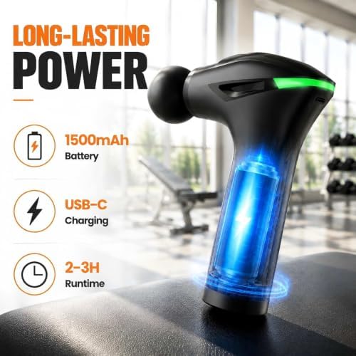 Massage Gun with Heat & Extension Handle, 12 Speeds, Detachable Design - Image 6