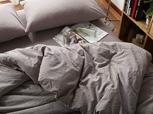F.Y.Dreams 100% Washed Cotton Duvet Cover for Weighted Blanket 80x87 inches with 16 Ties, Zipper on Long Side/Purple Bean Paste/Just Duvet Cover - Image 2