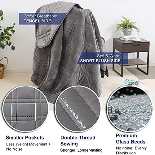 OMYSTYLE Queen Size Weighted Blanket 80''x87''(30lbs, Double-Sided), Warm Short Plush and Cool Tencel Fabric Reversible Weighted Blanket for Adult - Carry Bag Included - Image 3
