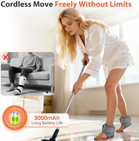 Ankle Heating Pad with Massage, Cordless Heated Ankle Foot Massager for Pain Relief – 4 Heat Levels & 2 Vibrations, Rechargeable Wrap for Plantar Fasciitis, Arthritis, Sports Recovery - Image 2