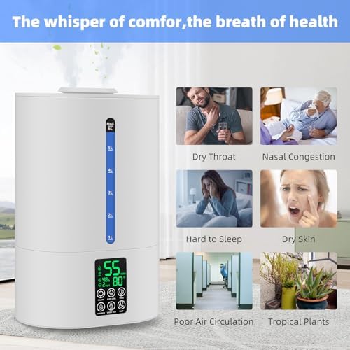 Coolfiqu 6L Warm & Cool Mist Humidifiers for Bedroom,Large Room,Plants - Image 5