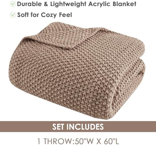 INK+IVY Bree Knit All Season Throw Blanket for Sofa, 50 x 60, Brown - Image 2