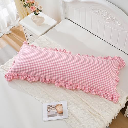 Pink/White Gingham Body Pillow Sham 20x54 inches - Image 4