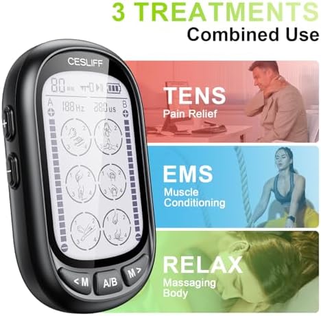 Dual Channel TENS EMS Unit 24 Modes 36 Levels, Upgraded Large Screen Intensity Muscle Stimulator for Back Neck Shoulder Pain Relief, Rechargeable Electric Pulse Massager TENS Machine with 10 Pads - Image 3
