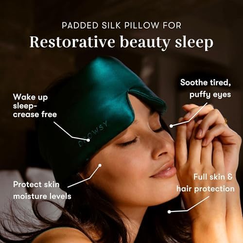 DROWSY Silk Sleep Mask - Face-Hugging, Padded Cocoon for Luxury Sleep in Total Darkness - 100% Pure Mulberry Silk (Green Sapphire) - Image 3
