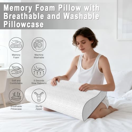 Cervical Pillow for Neck Pain Relief, Memory Foam Pillow, Ergonomic Adjustable Contour Bed Pillow for Side, Back & Stomach Sleepers (2, 22 * 13.7inch) - Image 3