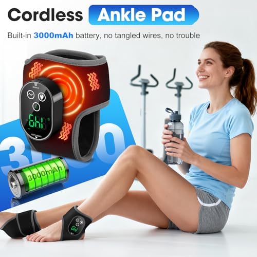 2PCS Cordless Foot Massager for Neuropathy, Foot and Ankle Massager for Circulation and Pain Relief, 3000mAh Rechargeable Ankle Heating Pad with Massage for Plantar Fasciitis, Black - Image 3