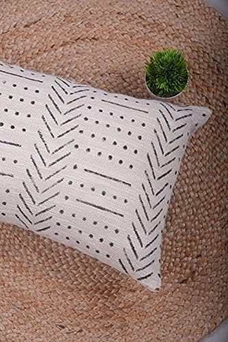 Trade Star 12x24 Decorative Mudcloth Throw Lumbar Pillow Cover Handloomed Cushion Case for Home Decor Beautiful Modern Farmhouse Sofa Decor Pillow Case Indian (Ivory Snow) - Image 2