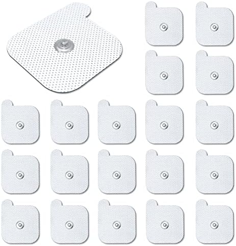 TENS Unit Replacement Pads, 20 PCS Adhesive Electrode, Replacement Reusable Electrodes, Compatible with Muscle Stimulator Machine of Most Brand, with 3.5 mm Snap-on Connector, 2" X 2" by Reajoy