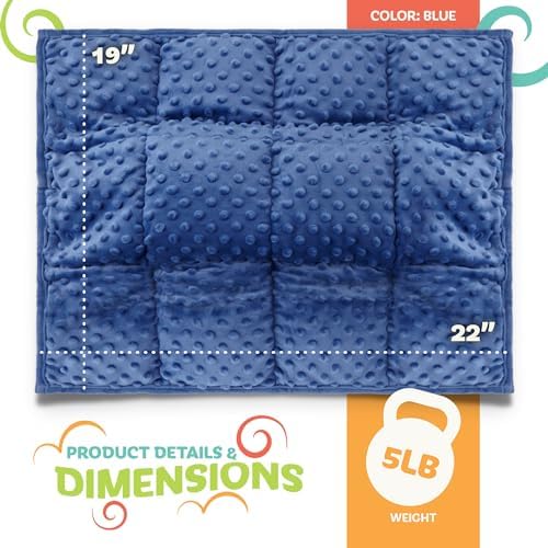 Kidaddle 5lb Weighted Blanket for Kids (Blue) 19x22 Inch, Plush Minky Weighted Lap Pad with Travel Bag for Ages 4+ - Image 2