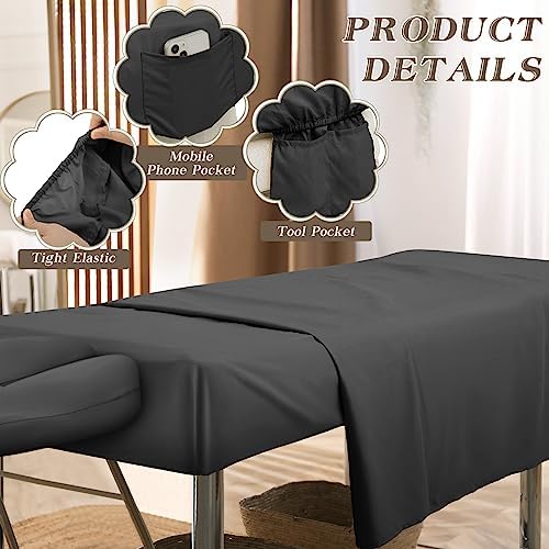 Mixweer 9 Pcs 3 Set Microfiber Massage Table Sheets Set Bulk Includes Flat Sheet, Fitted Sheet with Pocket, Face Rest Cover(Black) - Image 3