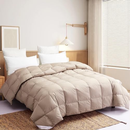 SNOWMAN Premium Cooling Down Comforter Twin Size, Khaki Summer Down Blanket by SNOWMAN