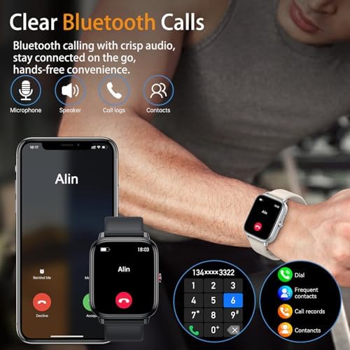 Smart Watch Fitness Tracker for Men Women, Answer/Make Call, 1000 mAh Battery, 120+ Sport Modes, Step Counter, Sleep Monitor Fitness Watch, Smartwatch for Android iPhone iOS (Black) - Image 4