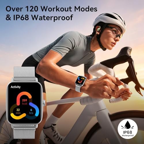 Tensky Smart Watch for Women, 1.85" HD AMOLED Fitness Tracker (Answer/Call) with 24/7 Heart Rate/Sleep/SpO2 Monitor for iPhone & Android, 120+ Sports Modes Smartwatch with IP68 Waterproof - Image 6