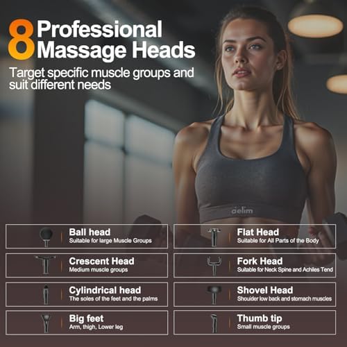 LEERCON Massage Gun Deep Tissue, Percussion Massage Gun for Pain Relief Muscle Back Massager Gun for Athletes with 8 Attachments & 6 Speeds, Gift for Men Women, Black - Image 5