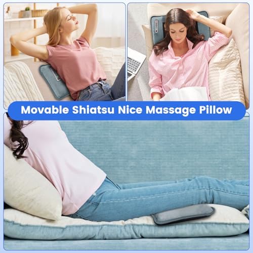 Moclever Full Body Massage Mat with Heat,Massage Mattress with Shiatsu Neck Massager & Movable Neck Back Massager Pillow,10 Vibrating Motors,9 Massaging Modes & Timer for Back Leg Pain Relief - Image 5