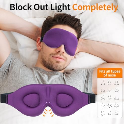 NEWVANGA Sleep Mask for Back and Side Sleeper, Travel Eye Cover, Purple - Image 3