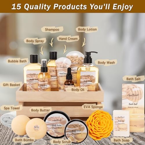 Aqua Elegante Premium Spa Gift Set For Women - Honey & Almond - Image 2