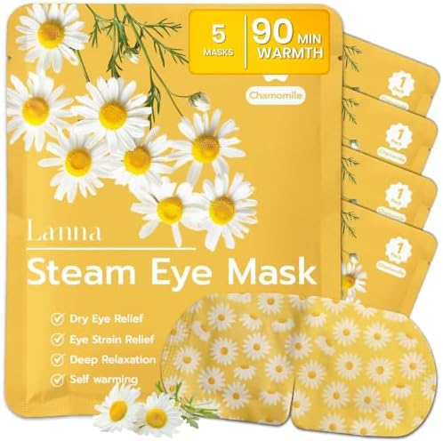 LANNA Heated Steam Eye Mask, Disposable 120 Minutes, Chamomile Scent 5 Pcs by steameyemask