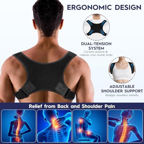 Back Brace Posture Corrector for Men and Women - Bionic System Newly Adjustable Upper Back Support Shoulder Posture Brace, Back Straightener Neck Pain Relief 004-4-P - Image 4