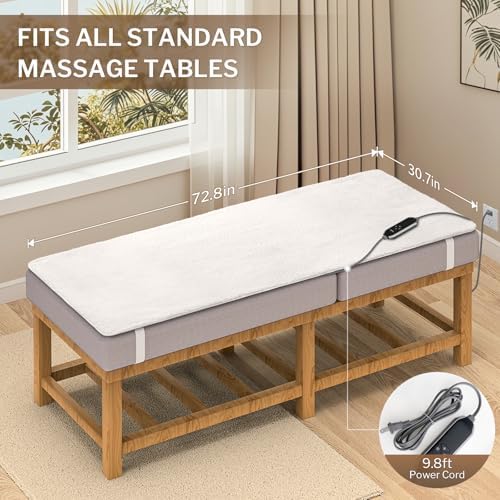HOMLYNS LuxeHeat Massage Table Warmer Heating Pad, 30" x 72" Soft Fleece Professional Massage Therapy Bed Warmer with 10 Heat Settings, 1-9 Hours Auto Off, Rapid Heating - Image 7