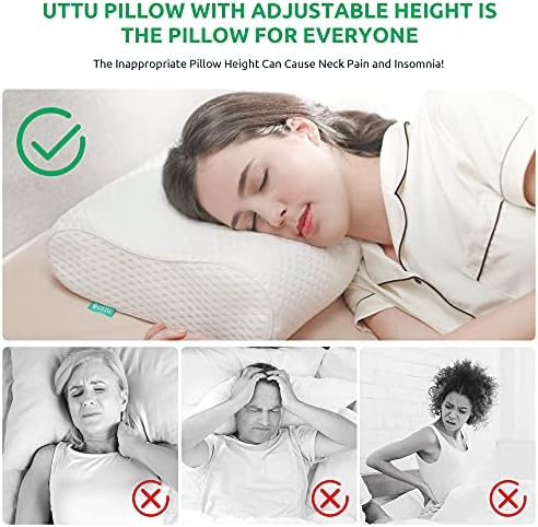 UTTU Cervical Pillow for Neck Pain Relief, Memory Foam Neck Pillow for Sleeping, Adjustable Orthopedic Sandwich Pillow, Contour Cooling for Side Back Stomach Sleeper, Travel(15.7"×11"×5.2"/4.5") - Image 2