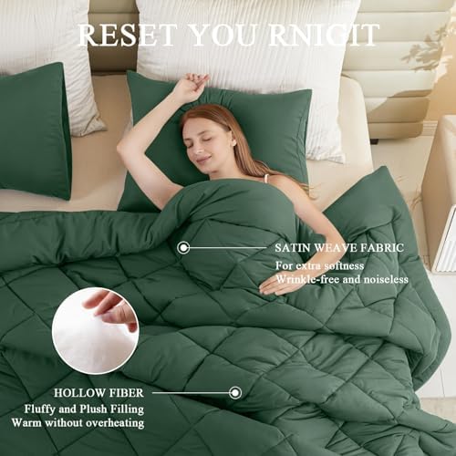 132x120 Alaskan King Comforter, Extra Large King Size Comforter Oversized, All Season Soft Lightweight Quilt Down Alternative Duvet Insert with 8 Corner Tabs(120x132, Emerald Green) - Image 2