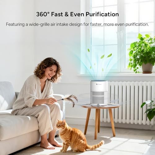 Dr.Prepare Air Purifiers for Bedroom - Covers Up to 1075 ft² - H13 HEPA Washable Filter with 15 dB Sleep Mode & Night Light, 360°Air Inlet, 3 Timer - Quiet Air Cleaner For Pets, Home, Office,Baby Room - Image 2