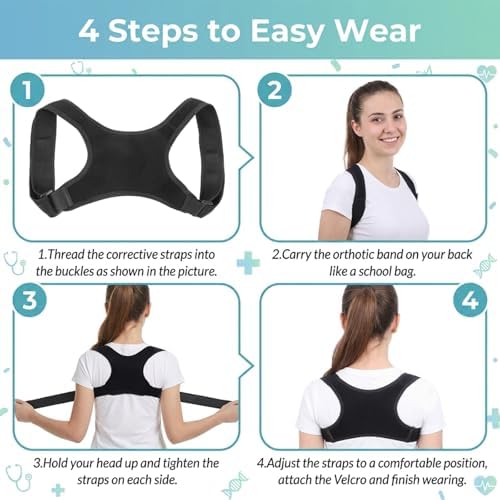 Posture Corrector Comfortable Back Posture Brace Adjustable Lightweight Breathable Straightener Support Brace Spine for Men Women Lower Hunchback Back Shoulder Neck Pain Relief - Image 4