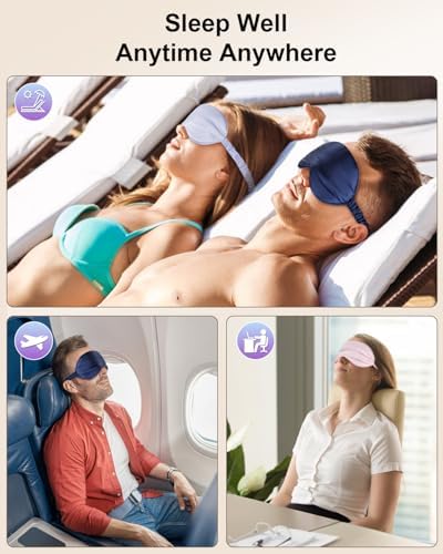 IEKEODI 2 Pack Silk Sleep Masks, Light Blocking Eye Masks, Pink & Pink - Image 4
