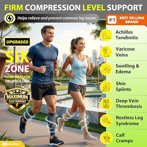 BLITZU Calf Compression Sleeves, Footless Compression Socks for Men & Women - Image 2